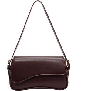 Shoulder Bag Vegan Leather with 2 Removable Strap Coffee Brown